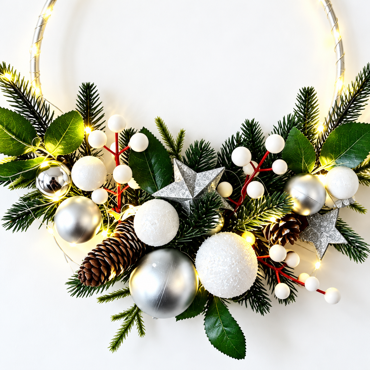 π LED Wreath | Faux Evergreen Decor | Holiday Gift Glow