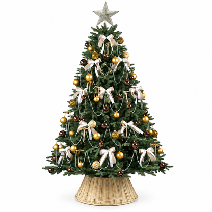 🎄 Christmas Tree | Wicker Base | Holiday Gift | Golden Charm