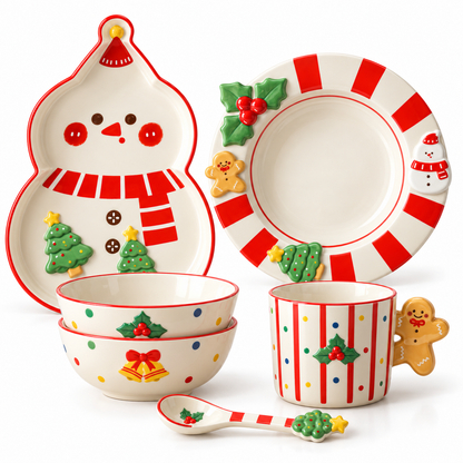 🍽️ Dinnerware | Ceramic | Holiday Dining | Family Gift | Snowman Charm