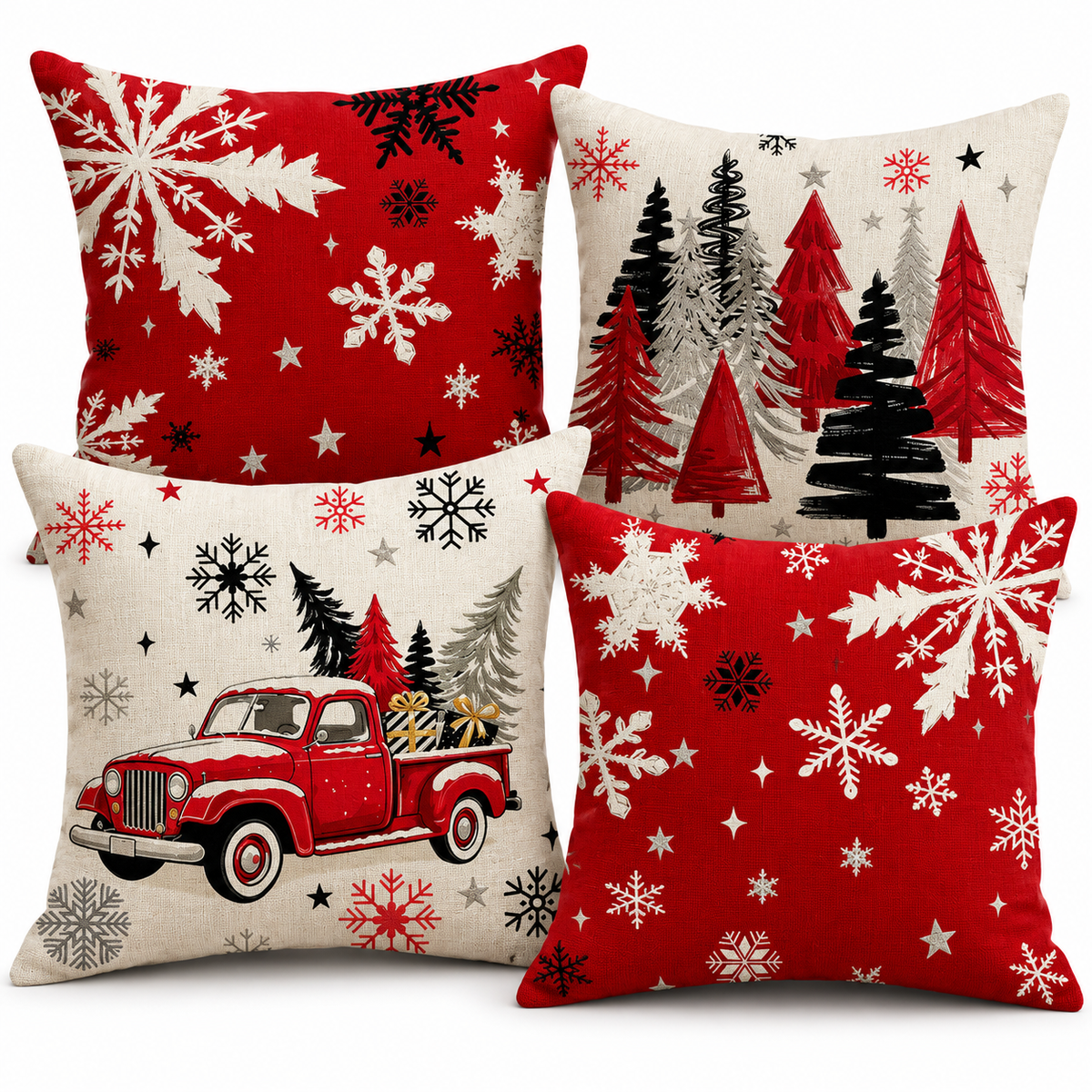 🎄 Pillow Covers | Woven-Style | Holiday Home | Host Gifts | Snowflakes