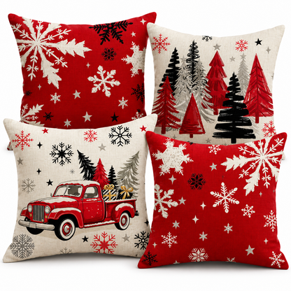 🎄 Pillow Covers | Woven-Style | Holiday Home | Host Gifts | Snowflakes
