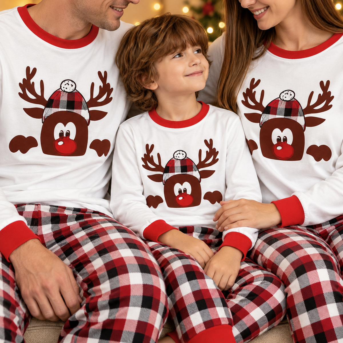 🎄 Family Pajamas | Soft Fabric | Holiday Gifts | Reindeer Plaid