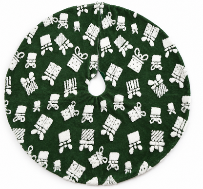 🎄 Tree Skirt | Plush | Holiday Gift | Green Giftbox Pattern