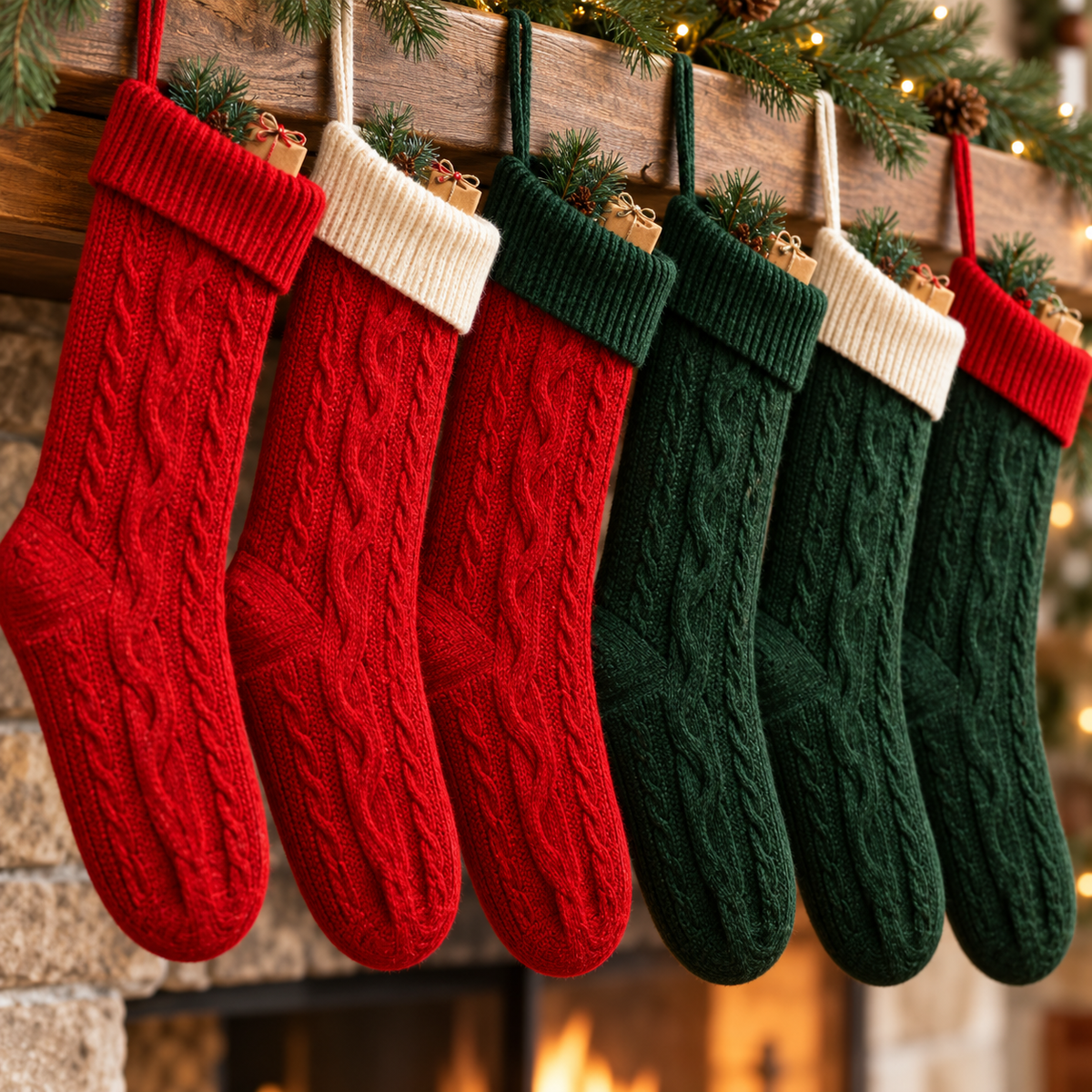 🎄 Stockings | Knit | Mantel Decor | Family Gift | Cable-Knit Charm