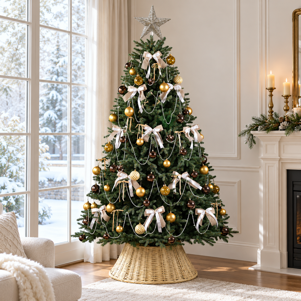 🎄 Christmas Tree | Wicker Base | Holiday Gift | Golden Charm