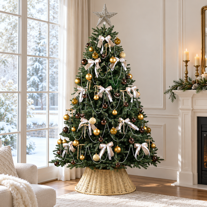 🎄 Christmas Tree | Wicker Base | Holiday Gift | Golden Charm