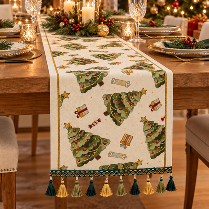 🎄 Table Runner | Woven Dining | Host Gift | Tassel Charm