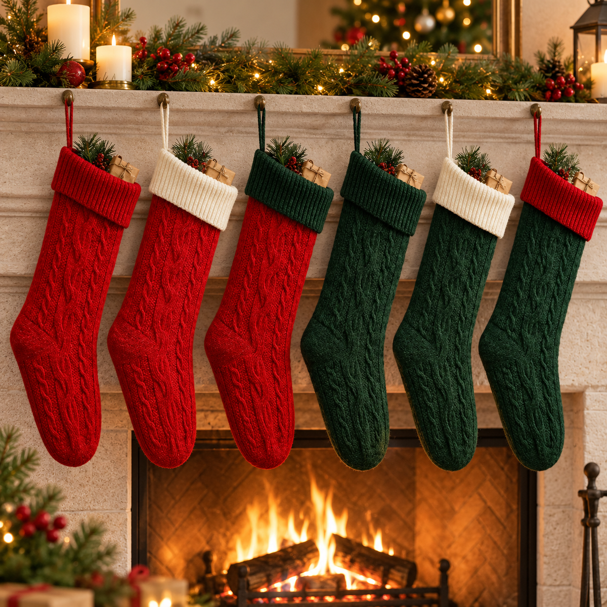 🎄 Stockings | Knit | Mantel Decor | Family Gift | Cable-Knit Charm