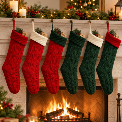 🎄 Stockings | Knit | Mantel Decor | Family Gift | Cable-Knit Charm