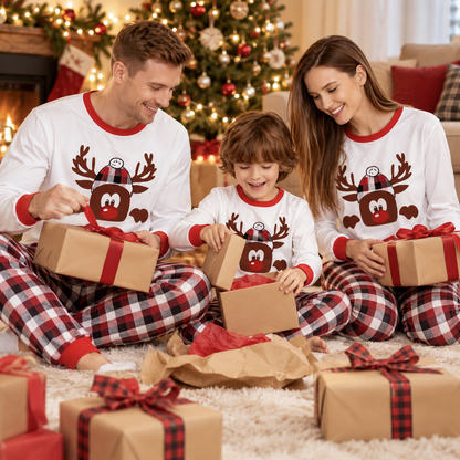 🎄 Family Pajamas | Soft Fabric | Holiday Gifts | Reindeer Plaid