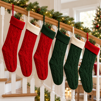 🎄 Stockings | Knit | Mantel Decor | Family Gift | Cable-Knit Charm