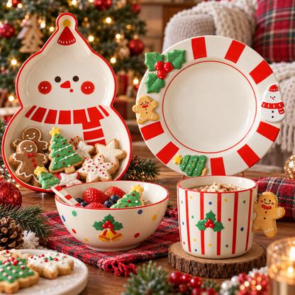 🍽️ Dinnerware | Ceramic | Holiday Dining | Family Gift | Snowman Charm