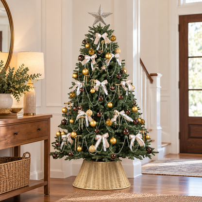 🎄 Christmas Tree | Wicker Base | Holiday Gift | Golden Charm