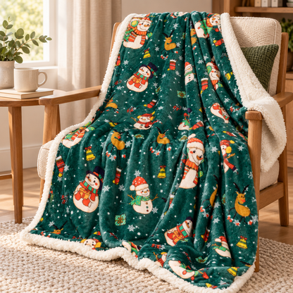 🎄 Blanket | Plush Fleece | Cozy Holiday Gift | Snowman Print
