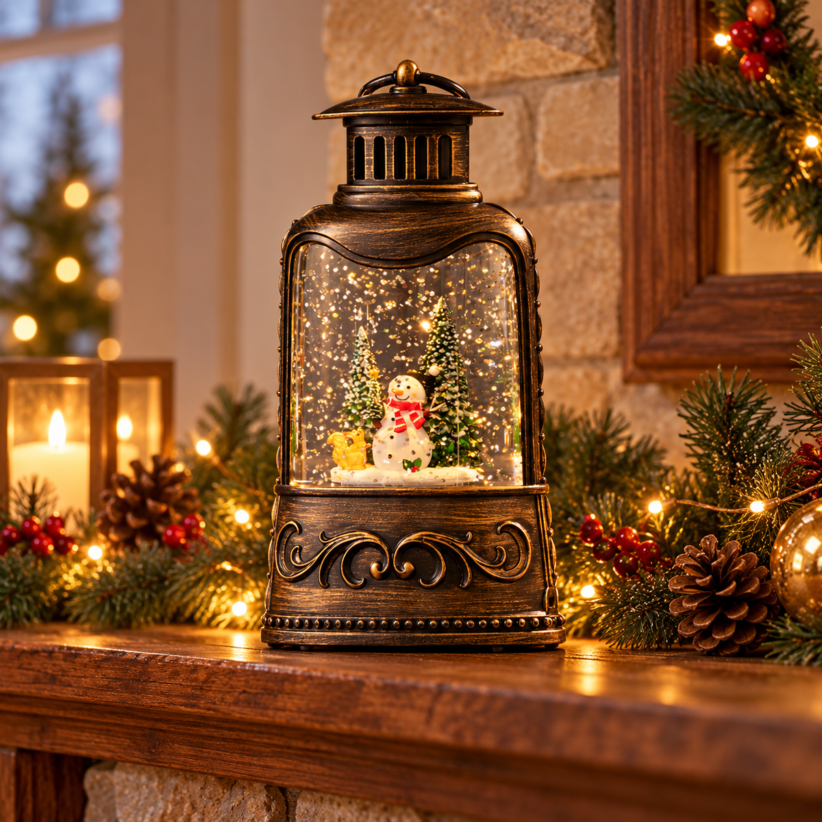 🎄 Lantern | Metal | Holiday Decor | Host Gift | Snowfall Glow