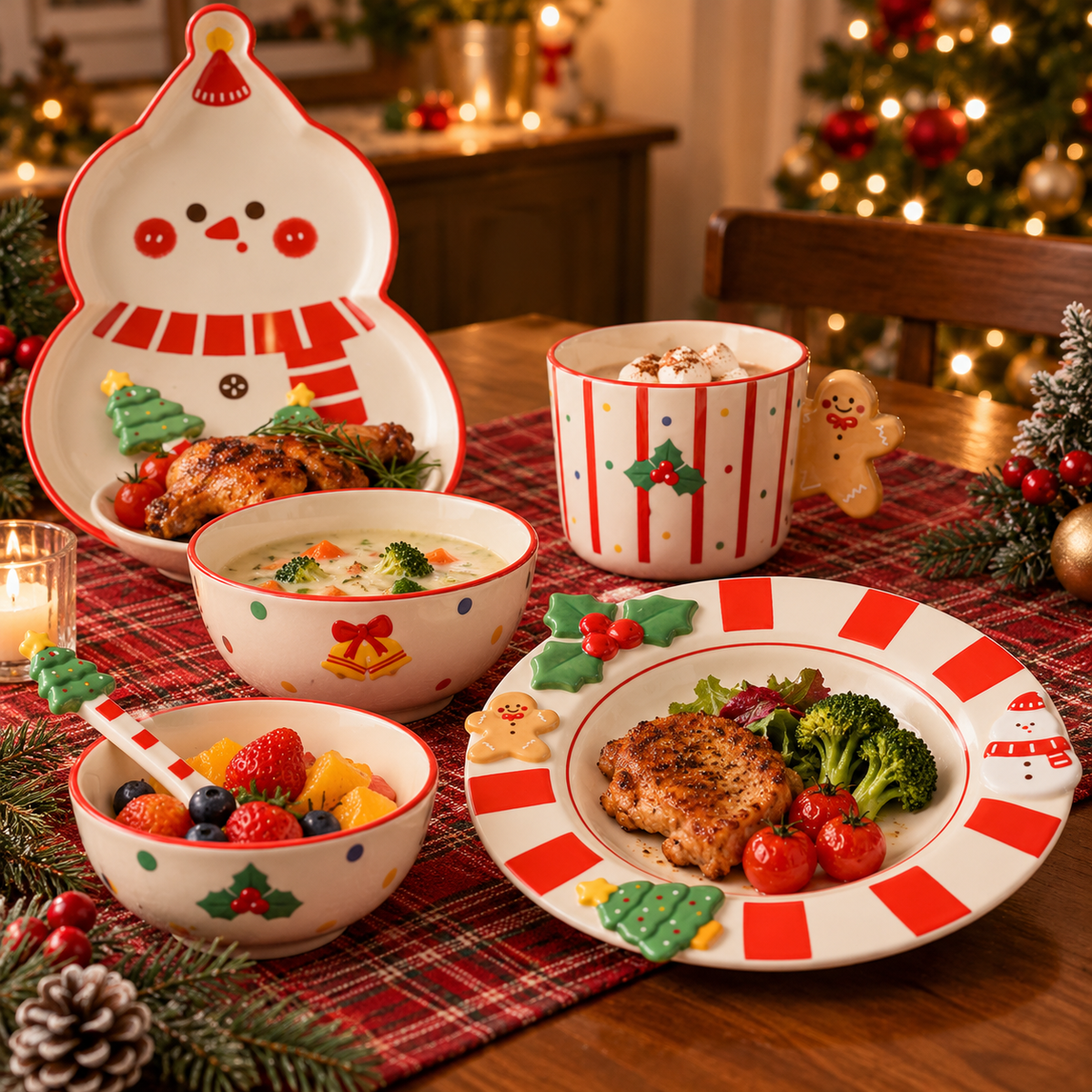 🍽️ Dinnerware | Ceramic | Holiday Dining | Family Gift | Snowman Charm