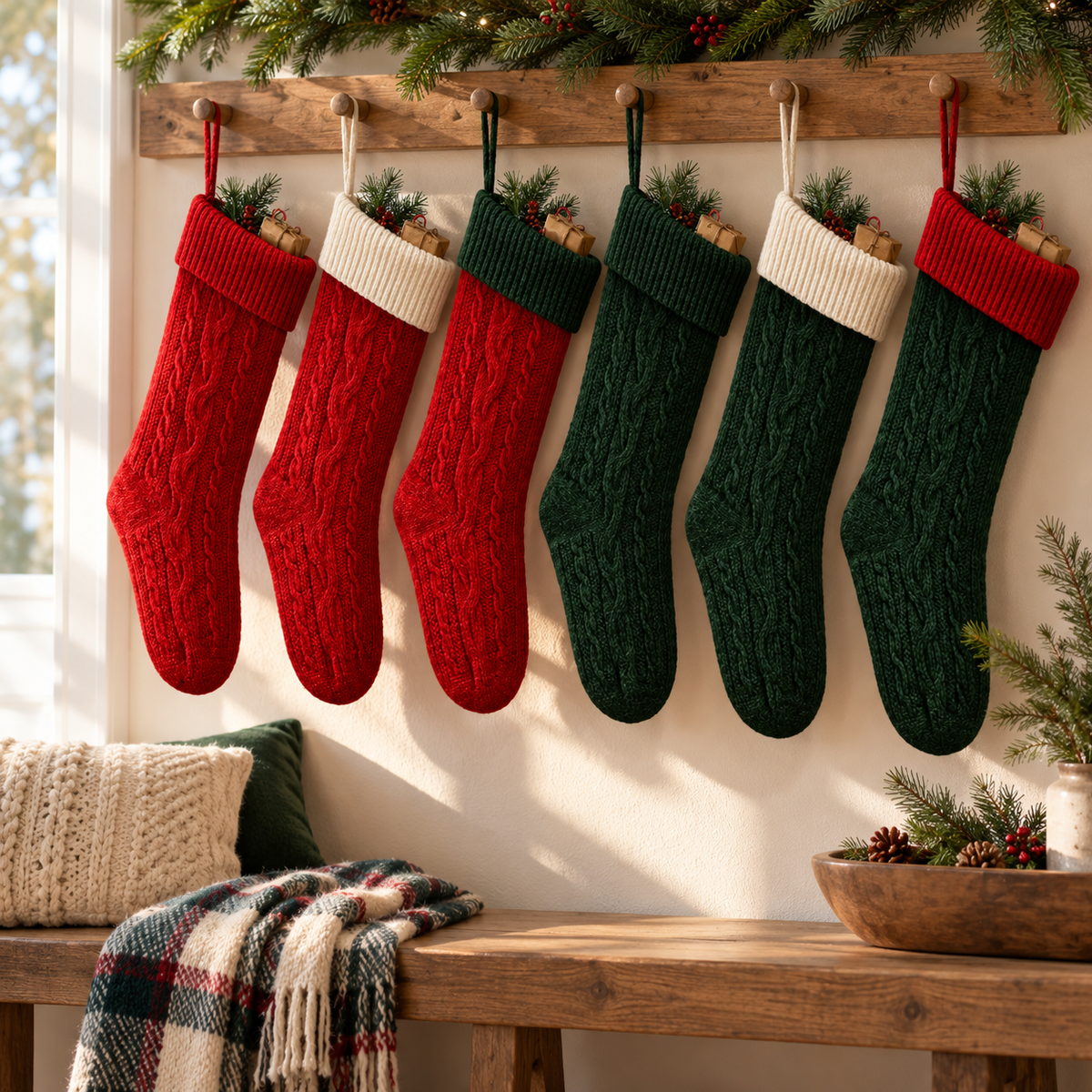 🎄 Stockings | Knit | Mantel Decor | Family Gift | Cable-Knit Charm
