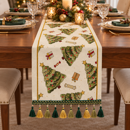🎄 Table Runner | Woven Dining | Host Gift | Tassel Charm