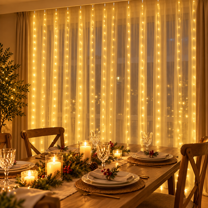 ✨ Christmas Lights | LED Curtain Lighting | Golden Holiday Glow