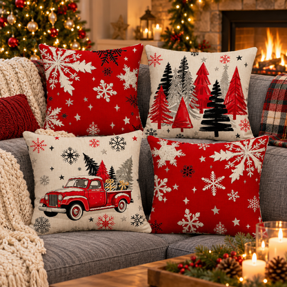 🎄 Pillow Covers | Woven-Style | Holiday Home | Host Gifts | Snowflakes