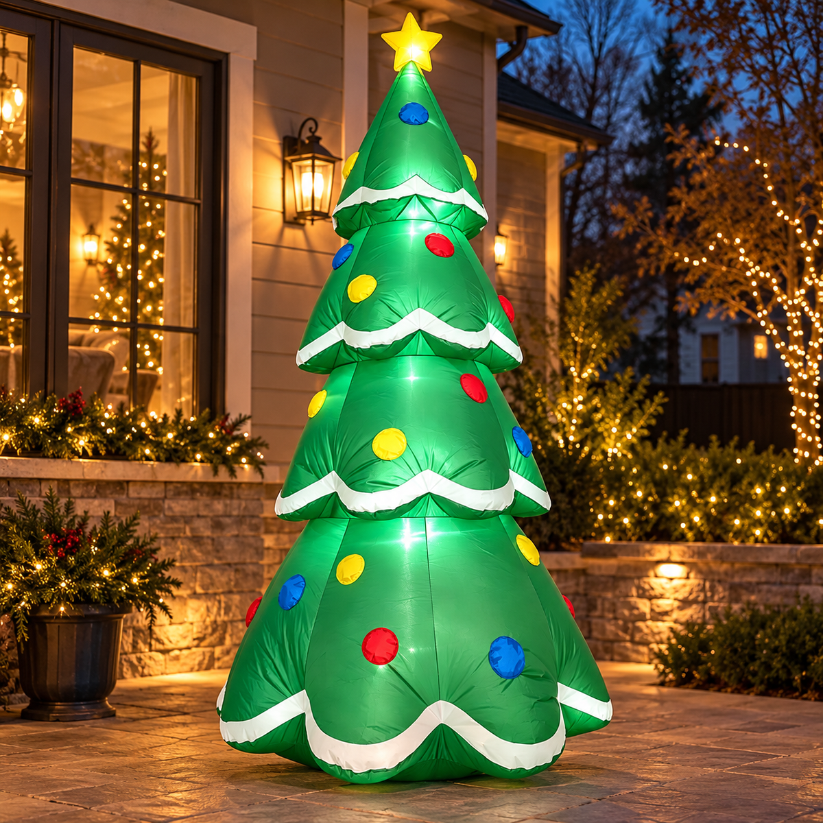 🎄 Inflatable Tree | Weather-Ready Fabric | Outdoor Decor | Family Gift | Glowing Star