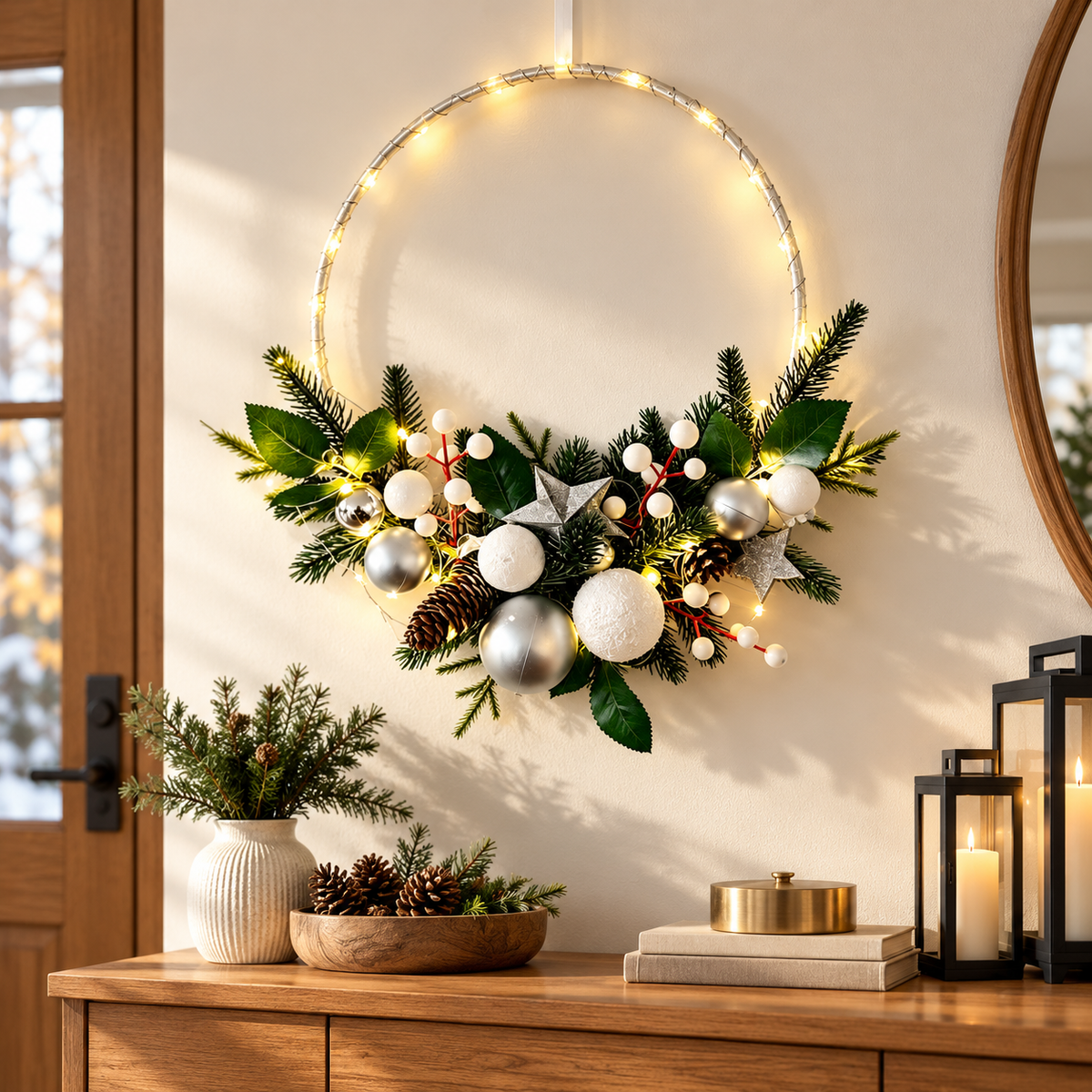 🎄 LED Wreath | Faux Evergreen Decor | Holiday Gift Glow