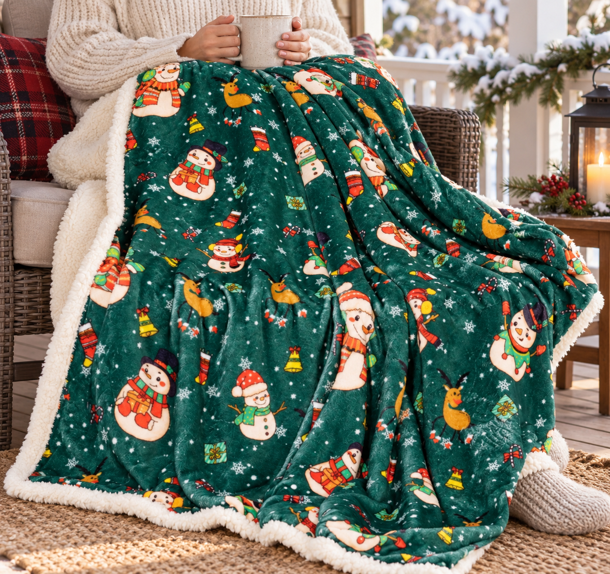 🎄 Blanket | Plush Fleece | Cozy Holiday Gift | Snowman Print