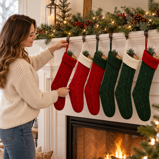 🎄 Stockings | Knit | Mantel Decor | Family Gift | Cable-Knit Charm