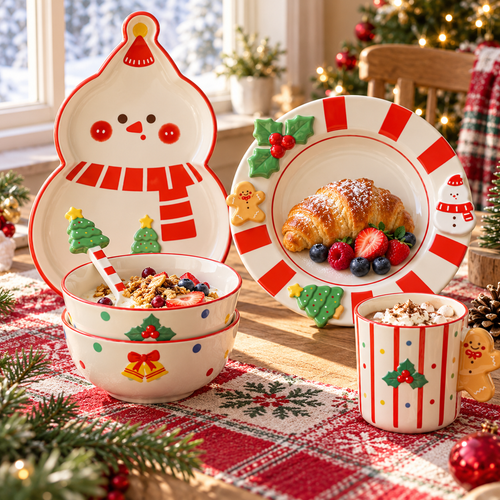 🍽️ Dinnerware | Ceramic | Holiday Dining | Family Gift | Snowman Charm